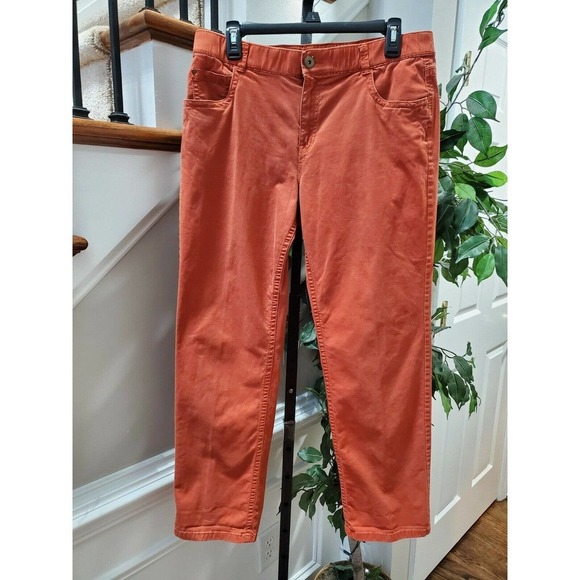 Kim Rogers Women's Orange Cotton Mid Rise Pull on Straight Legs Pant Size 12 - Picture 9 of 9